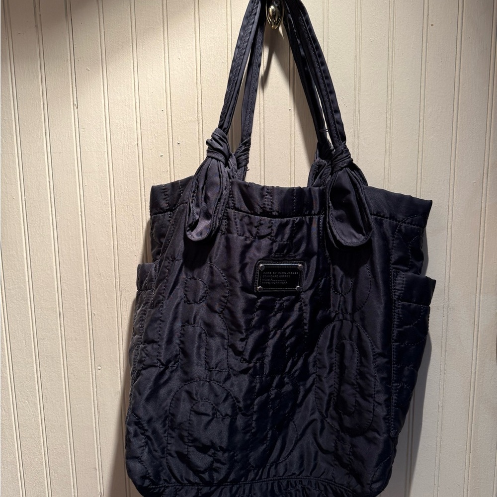 Elegant Black Quilted Tote Bag